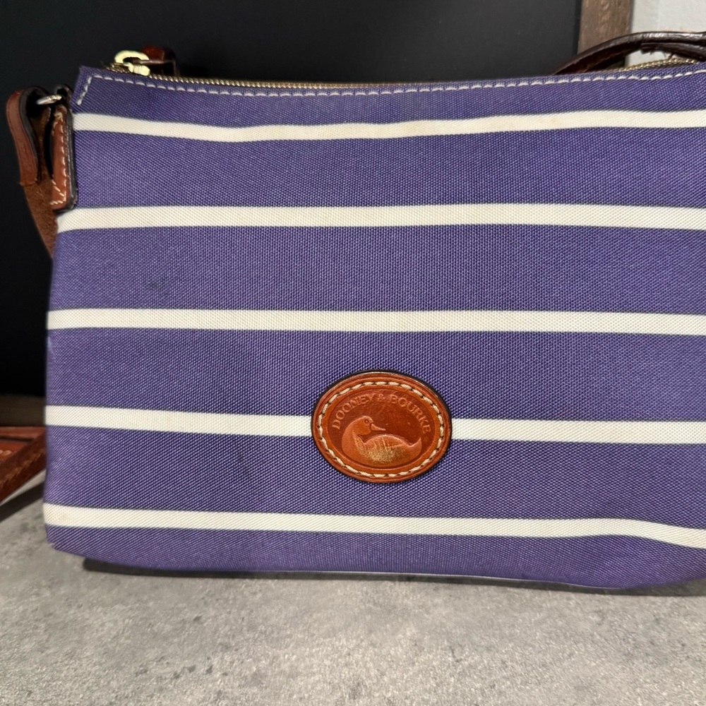 Dooney & Bourke Blue and White Striped Crossbody Bag-GUC!